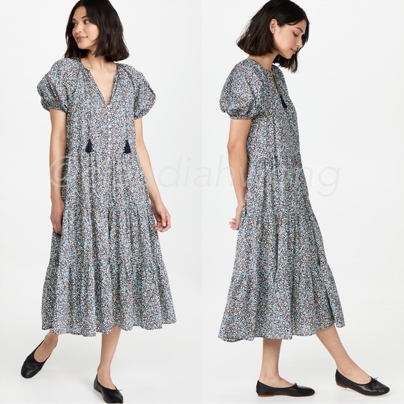 New SPELL Floral Gown Maxi Dress in Navy Blue - Picture 13 of 13